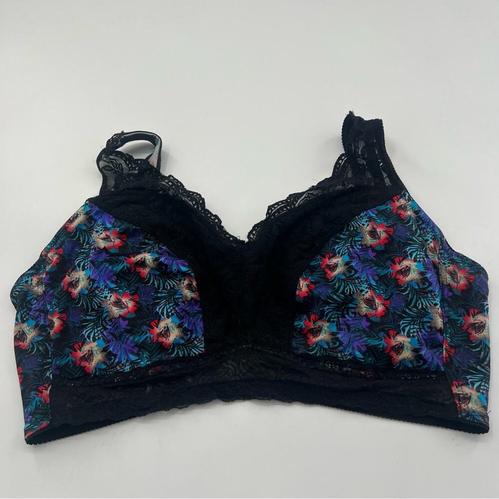 Rhonda Shear Tropical Lace Bralette Blac Blue Sexy Unlined Bralette Bra Plus